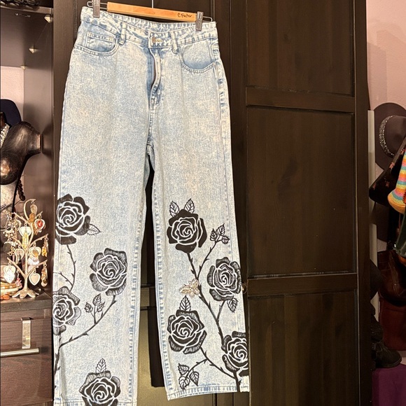 Upcycled Hand Painted Jeans - Picture 9 of 15